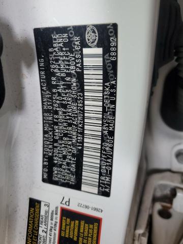 4T1BF1FK2HU728523 - 2017 TOYOTA CAMRY LE 白色 照片 12