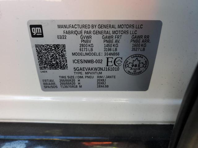 5GAEVAKW3NJ161010 - 2022 BUICK ENCLAVE ESSENCE Սպիտակ լուսանկար 13