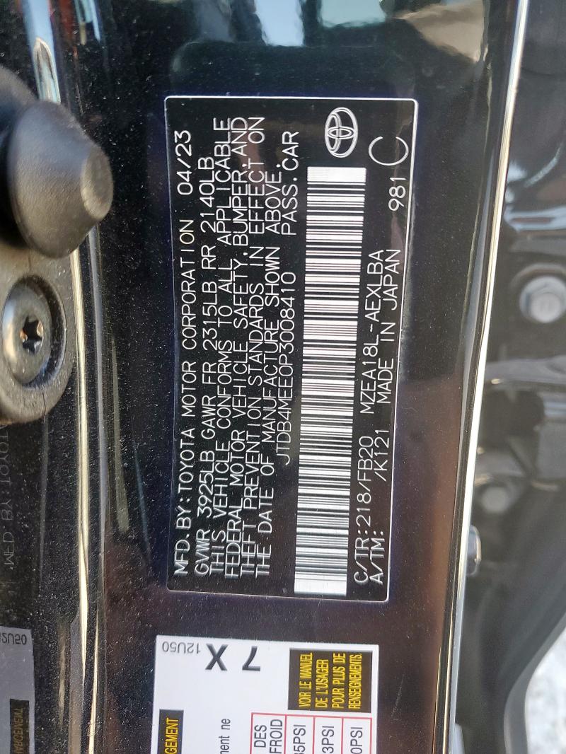 JTDB4MEE0P3008410 - 2023 TOYOTA COROLLA LE BLACK photo 13