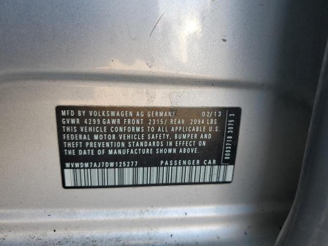 WVWDM7AJ7DW125277 - 2013 VOLKSWAGEN GOLF Արծաթագույն լուսանկար 12