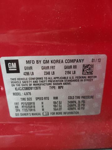 KL4CJCSB8DB113970 - 2013 BUICK ENCORE Qırmızı foto 13
