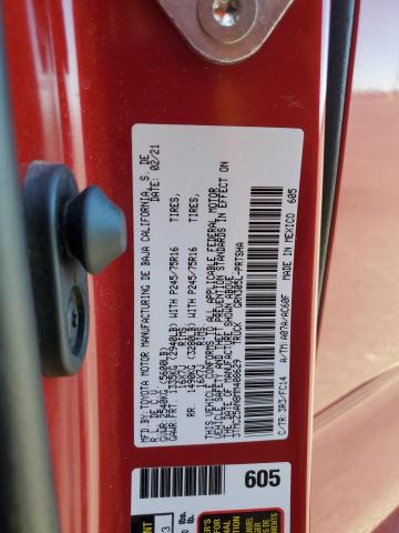 3TMCZ5AN8MM408629 - 2021 TOYOTA TACOMA DOUBLE CAB 红色 照片 12