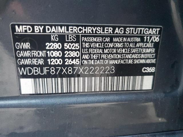 WDBUF87X87X222223 - 2007 MERCEDES-BENZ E 350 4MATIC GRAY photo 12