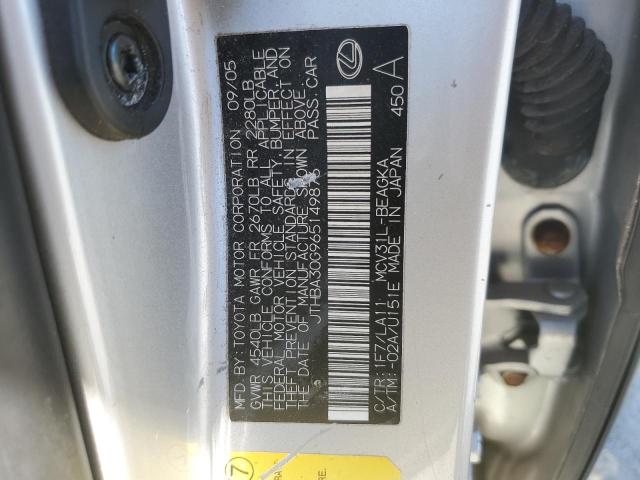 JTHBA30G965149876 - 2006 LEXUS ES 330 银色 照片 12