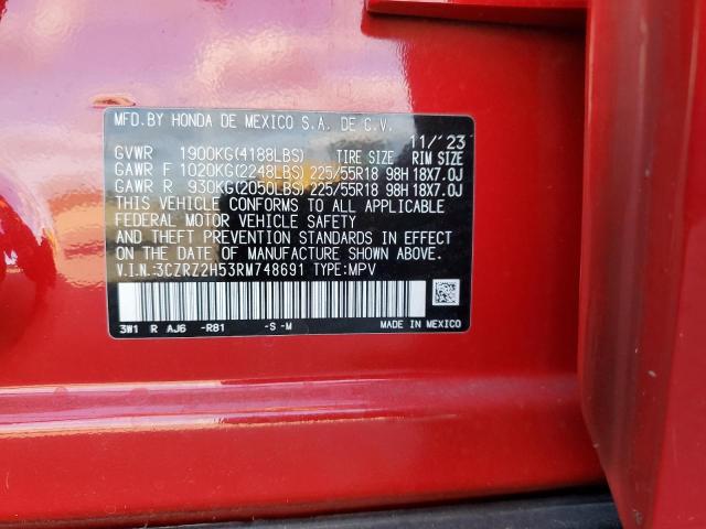 3CZRZ2H53RM748691 - 2024 HONDA HR-V SPORT RED photo 13