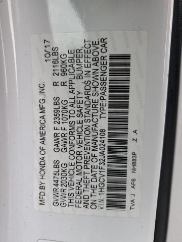 1HGCV1F32JA024108 - 2018 HONDA ACCORD SPORT 白色 照片 12