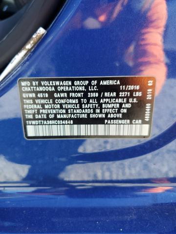 1VWDT7A36HC034848 - 2017 VOLKSWAGEN PASSAT R-LINE Mavi foto 12