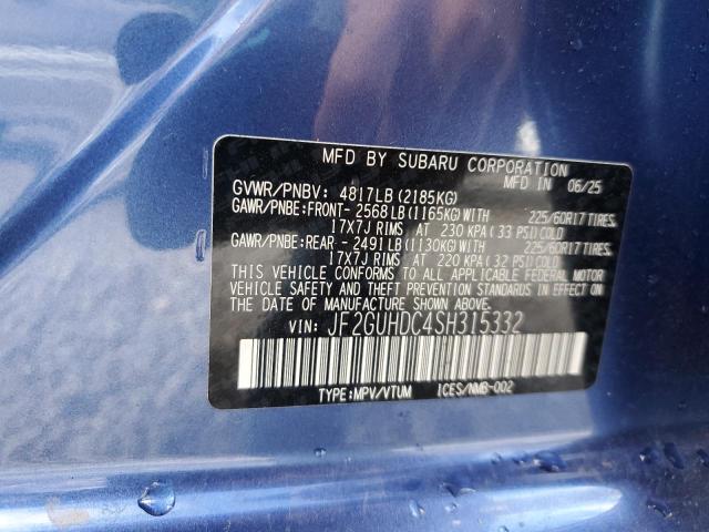 JF2GUHDC4SH315332 - 2025 SUBARU CROSSTREK PREMIUM BLUE photo 12