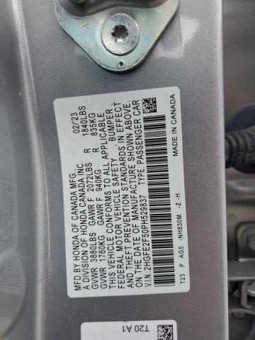 2HGFE2F50PH529837 - 2023 HONDA CIVIC SPORT Արծաթագույն լուսանկար 12