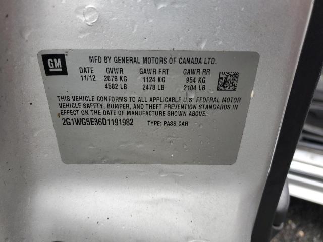 2G1WG5E36D1191982 - 2013 CHEVROLET IMPALA LT Gümüş fotoğraf 12