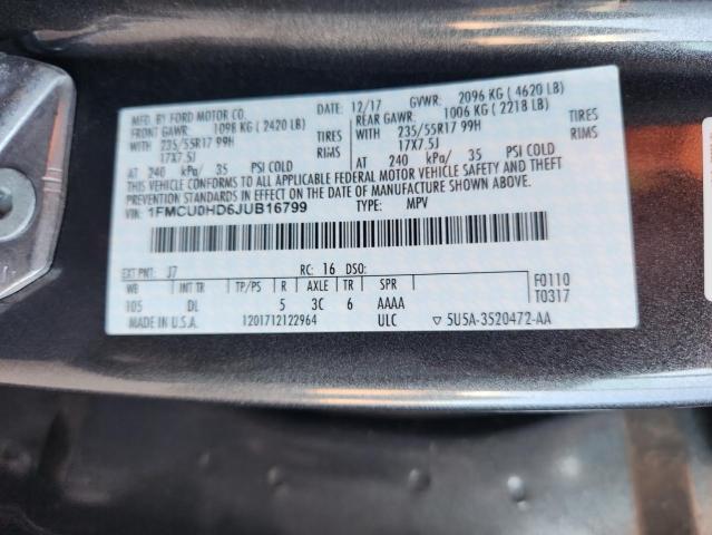 1FMCU0HD6JUB16799 - 2018 FORD ESCAPE SEL Сұр фото 14