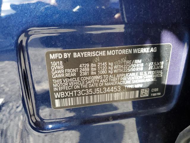 WBXHT3C35J5L34453 - 2018 BMW X1 XDRIVE28I BLUE photo 13