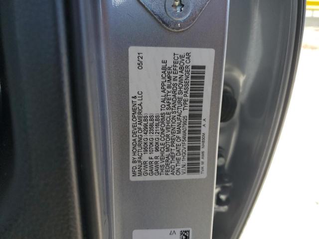 1HGCV1F54MA079925 - 2021 HONDA ACCORD EXL SILVER photo 12
