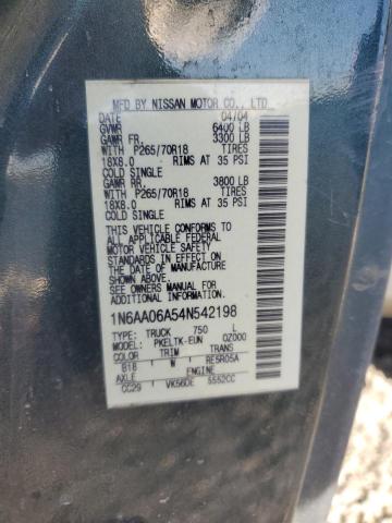 1N6AA06A54N542198 - 2004 NISSAN TITAN XE Yaşıl foto 13