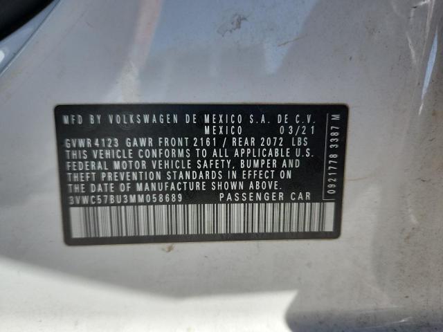 3VWC57BU3MM058689 - 2021 VOLKSWAGEN JETTA S WHITE photo 12