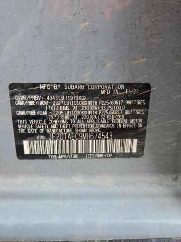 JF2GTAEC9MH674543 - 2021 SUBARU CROSSTREK PREMIUM 蓝色 照片 12