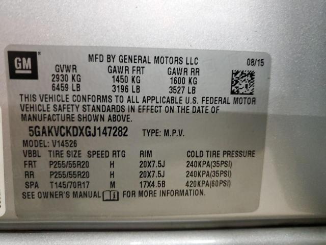 5GAKVCKDXGJ147282 - 2016 BUICK ENCLAVE ვერცხლისფერი ფოტო 13