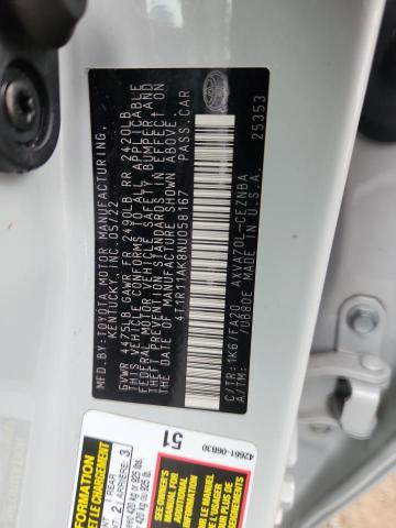 4T1R11AK8NU058167 - 2022 TOYOTA CAMRY LE GRAY photo 12