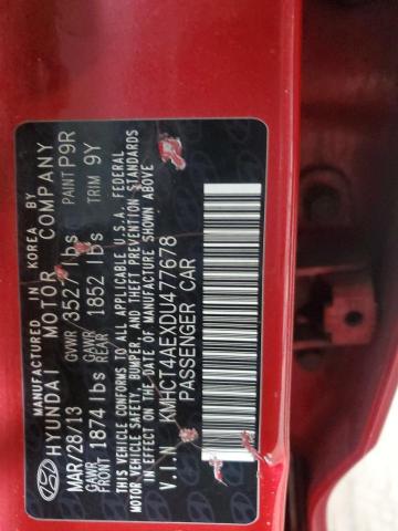KMHCT4AEXDU477678 - 2013 HYUNDAI ACCENT GLS RED photo 12