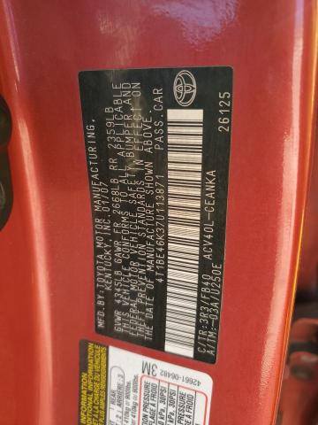4T1BE46K37U113871 - 2007 TOYOTA CAMRY CE RED photo 12