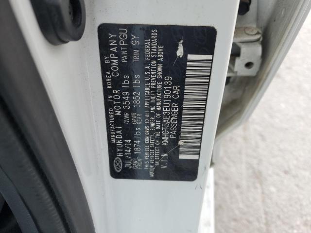 KMHCT5AE3EU190139 - 2014 HYUNDAI ACCENT GLS თეთრი ფოტო 12