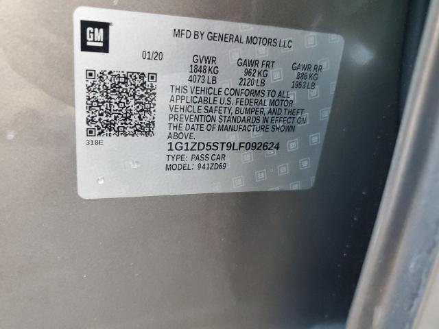 1G1ZD5ST9LF092624 - 2020 CHEVROLET MALIBU LT 棕色 照片 12