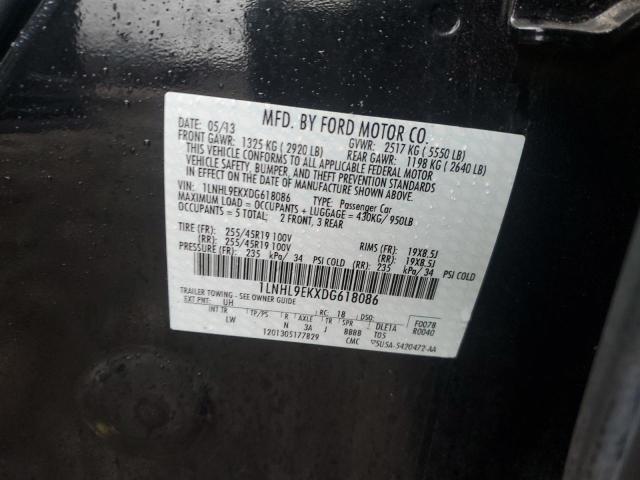 1LNHL9EKXDG618086 - 2013 LINCOLN MKS BLACK photo 12