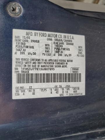 1FMZU77E13UB07895 - 2003 FORD EXPLORER S BLUE photo 12