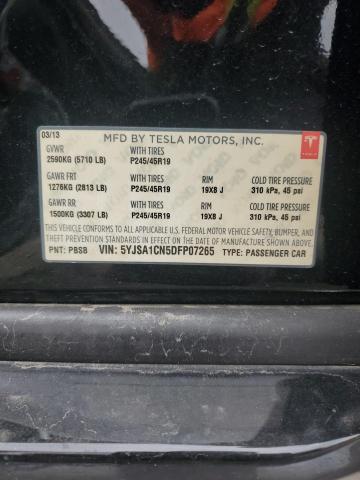 5YJSA1CN5DFP07265 - 2013 TESLA MODEL S Czarny zdjęcie 12