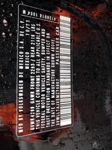 3VWLL7AJXEM378607 - 2014 VOLKSWAGEN JETTA TDI BLACK photo 12