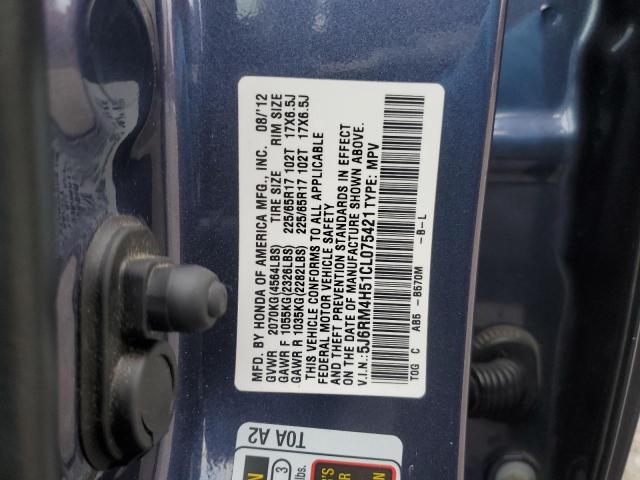 5J6RM4H51CL075421 - 2012 HONDA CR-V EX BLUE photo 13