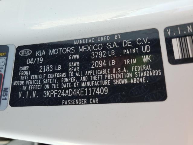 3KPF24AD4KE117409 - 2019 KIA FORTE FE თეთრი ფოტო 13