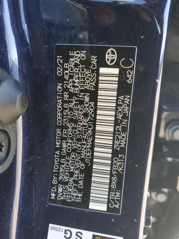 JTDEPMAE9MJ172904 - 2021 TOYOTA COROLLA LE Bleu photo 12