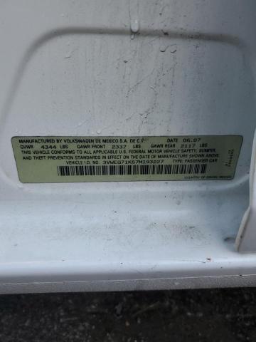 3VWEG71K57M193227 - 2007 VOLKSWAGEN JETTA WOLFSBURG 白色 照片 12