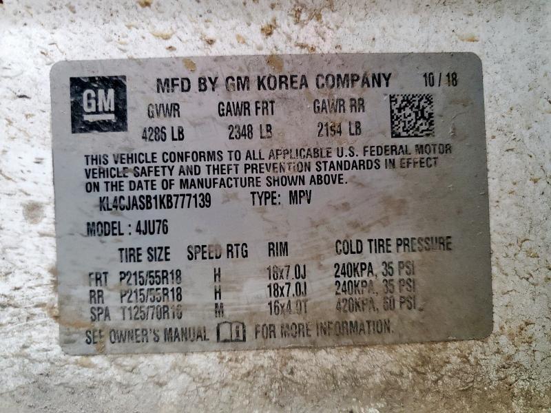 KL4CJASB1KB777139 - 2019 BUICK ENCORE PREFERRED أبيض صورة 14