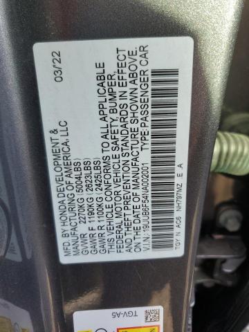 19UUB6F54NA002001 - 2022 ACURA TLX TECH A GRAY photo 12