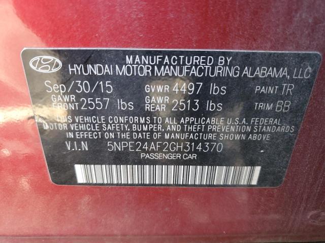 5NPE24AF2GH314370 - 2016 HYUNDAI SONATA SE 红色 照片 13