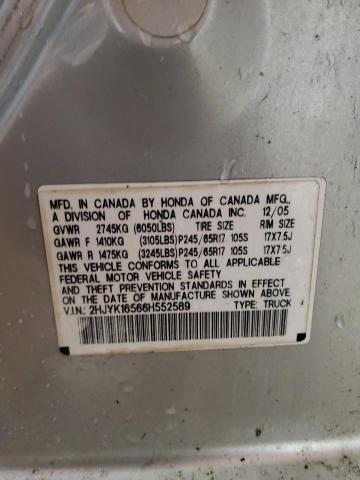 2HJYK16566H552589 - 2006 HONDA RIDGELINE RTL SILVER photo 13