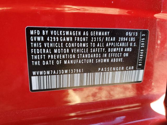 WVWDM7AJ3DW137961 - 2013 VOLKSWAGEN GOLF Rot Foto 12
