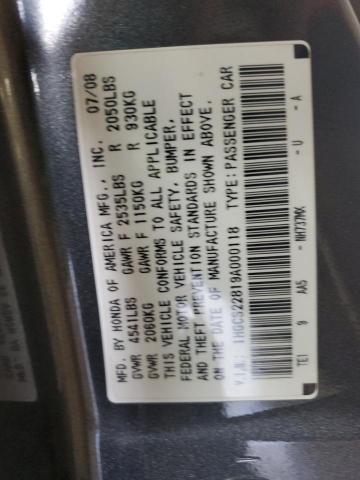1HGCS22819A000118 - 2009 HONDA ACCORD EXL GRAY photo 13