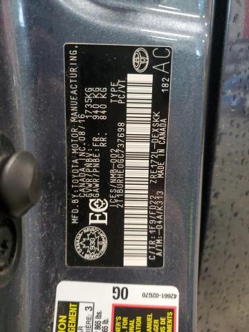 2T1BURHE0GC737698 - 2016 TOYOTA COROLLA L Szary zdjęcie 13