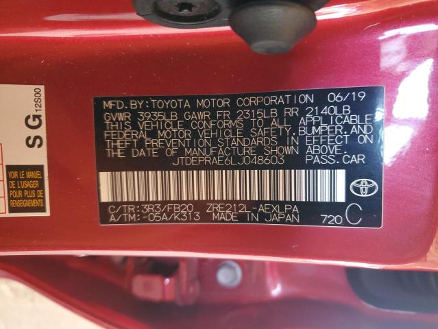 JTDEPRAE6LJ048603 - 2020 TOYOTA COROLLA LE RED photo 13