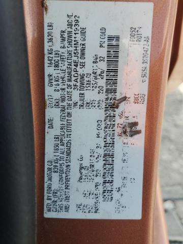 3FADP4EJ5HM119392 - 2017 FORD FIESTA SE ORANGE photo 12