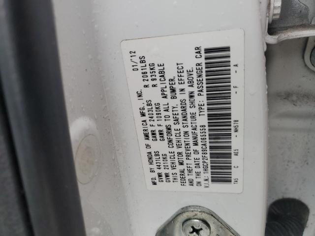 1HGCP2F89CA065558 - 2012 HONDA ACCORD EXL WHITE photo 12