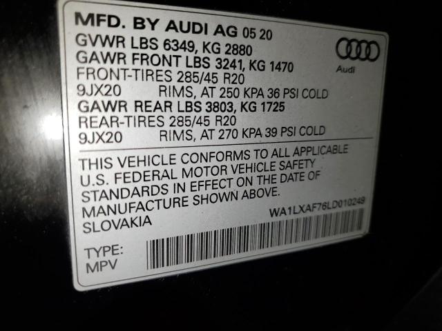 WA1LXAF76LD010249 - 2020 AUDI Q7 PREMIUM PLUS Սև լուսանկար 13