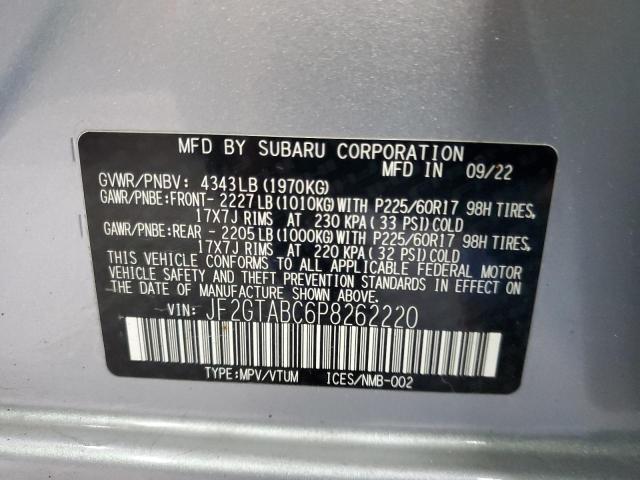 JF2GTABC6P8262220 - 2023 SUBARU CROSSTREK 银色 照片 13