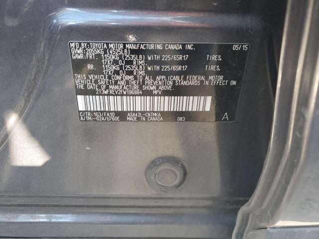 2T3WFREV2FW196884 - 2015 TOYOTA RAV4 XLE CHARCOAL photo 13