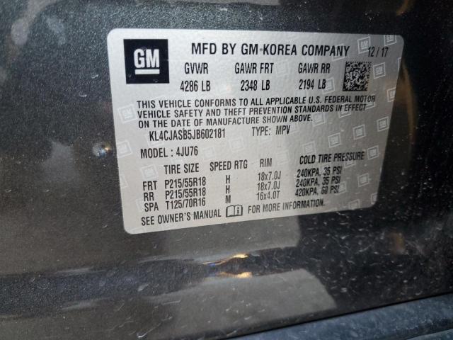 KL4CJASB5JB602181 - 2018 BUICK ENCORE PREFERRED Сірий фото 13