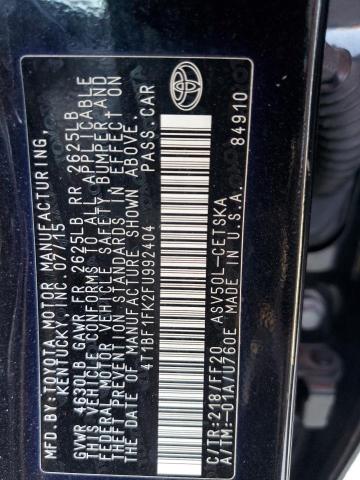 4T1BF1FK2FU992404 - 2015 TOYOTA CAMRY LE BLACK photo 12