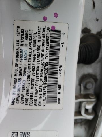 19XFA1F50BE026785 - 2011 HONDA CIVIC LX WHITE photo 12